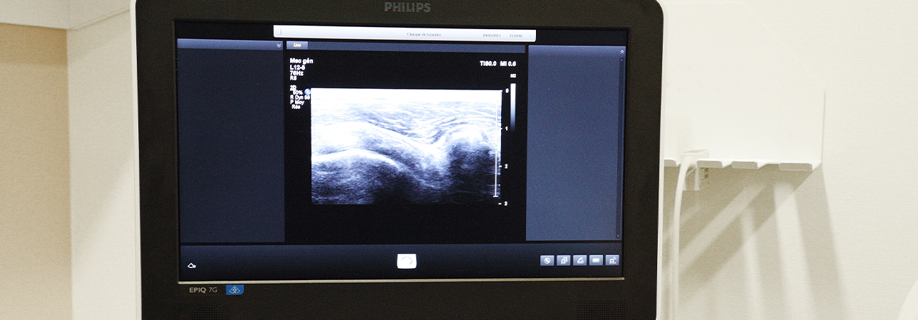 Ultrasound examination in a radiology department.